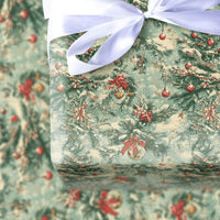 Nostalgic Holiday Gift Wrap, Vintage Pine Tree Christmas Wrapping Paper, Victorian Xmas Wrapping Paper, Snow Dusted Tree Gift Wrapping Paper