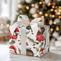 Santa Grilling Gift Wrap, BBQ Santa Wrapping Paper, Kettle Grill Santa Christmas Paper, Barbecue Present Wrap