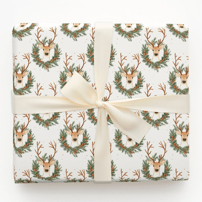 Woodland Deer Gift Wrap, Reindeer Wrapping Paper, Rustic Holiday Wrapping Paper, Christmas Gift Wrapping Paper, Forest Animal Present Paper