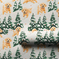 Winter Puppy Gift Wrap, Golden Retriever Christmas Wrapping Paper, Watercolor Dog Wrapping Paper, Holiday Dog Lover Xmas Wrapping Paper