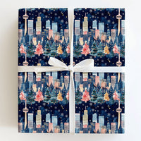 Snowy CN Tower Gift Wrap, Toronto Skyline Christmas Wrapping Paper, Night Cityscape Holiday Gift Wrapping Paper, Canada Winter Present Wrap