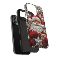 iPhone Tough Phone Case, Santa Claus Phone Case, Festive 3D Textured Christmas Cover, Vintage Holiday Winter Hard Case Xmas Present