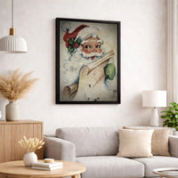 Distressed Christmas Canvas Print, Vintage Santa Claus Canvas Wall Art, Retro Holiday Wall Decor, Rustic Winter Painting Home Decor Present