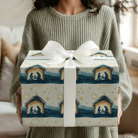 Holy Family Manger Gift Wrap, Nativity Scene Christmas Wrapping Paper, Starry Night Religious Holiday Wrapping Paper, Christian Gift Wrap