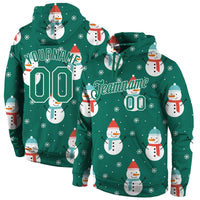 Personalized Holiday Pullover Sweatshirt, Custom Snowman Christmas Hoodie, Custom Team Name Number Fleece Hoodie, Game Day Fan Present