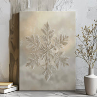 Minimalist Winter Botanical Canvas Print, Snowflake Wall Art Digital Download, Neutral Beige Christmas Poster, Neutral Holiday Decor