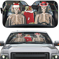 Holiday Windshield Sun Shade, Christmas Skeleton Couple Car Sunshade, Winter Gothic Auto Sunshade, Festive Sun Shade, Car Lover Present