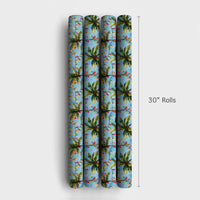 Tropical Beach Holiday Gift Wrap, Palm Tree Christmas Wrapping Paper, Coastal Christmas Tree Wrapping Paper, Island Festive Gift Wrap