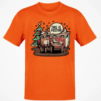 Humorous Holiday Reindeer Tee, This Is Festive Christmas T-Shirt, Retro Xmas Graphic Shirt, Adorable Festive Season Present T-Shirt