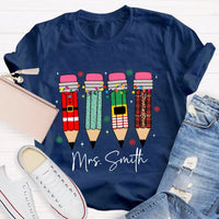 Custom Name Snowflakes Lights Graphic Tee, Personalized Christmas Shirt, Matching Family Holiday T-Shirt, Merry Christmas Season Apparel