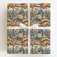 Snowy Millennium Park the Bean Gift Wrap, Chicago Christmas Wrapping Paper, Watercolor City Skyline Gift Wrap, Winter Holiday Present Paper