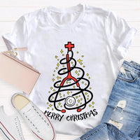 Holiday Nurse T-Shirt, Stethoscope Christmas Tree School Nurse Shirt, Adorable Medical Christmas Graphic Tee, School Nurse Xmas Present