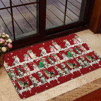Snowflake Tree Holiday Welcome Mat, Australian Shepherd Christmas Doormat, Aussie Dog Front Door Mat, Xmas Entry Rug, Pet Lover Present