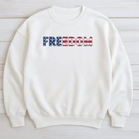 Freedom Sweatshirt | America 250 Years 1776-2026 Patriotic Flag Typography | Cotton Polyester Blend | 4th of July Gift for Patriots