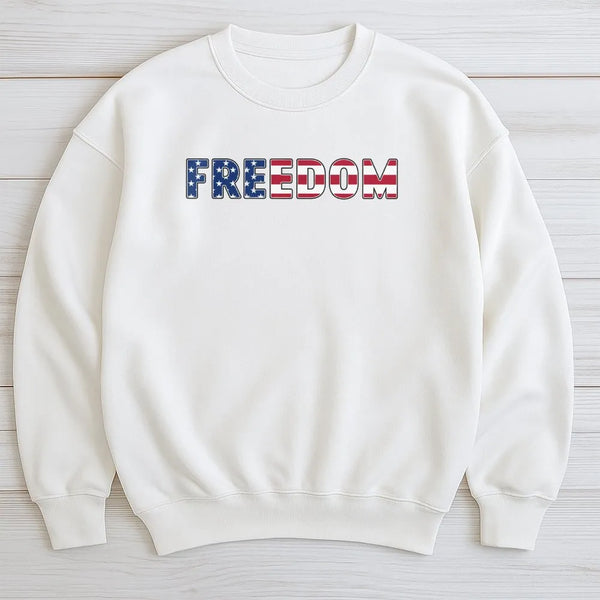 Freedom Sweatshirt | America 250 Years 1776-2026 Patriotic Flag Typography | Cotton Polyester Blend | 4th of July Gift for Patriots