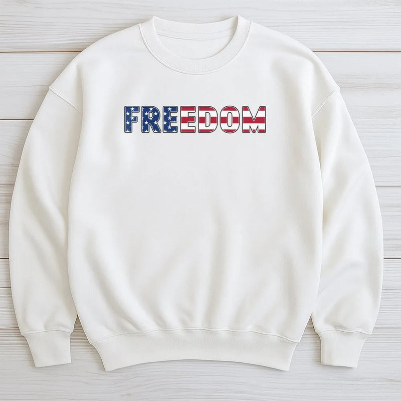Freedom Sweatshirt | America 250 Years 1776-2026 Patriotic Flag Typography | Cotton Polyester Blend | 4th of July Gift for Patriots