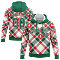 Personalized Name Number Holiday Pullover, Custom Christmas Plaid Tree Hoodie, 3D Xmas Tree Sweatshirt, Sports Fan Holiday Present