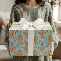 Pink Christmas Tree Gift Wrap, Gingerbread Man Wrapping Paper, Peppermint Holiday Wrapping Paper, Adorable Teal Christmas Present Wrap Roll