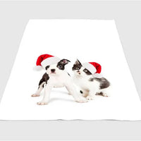 Santa Hat Pet Fleece Blanket, Cat and Dog Christmas Throw Blanket, Holiday Winter Bed Blanket, Adorable Animal Comfy Blanket, Pet Lover Present