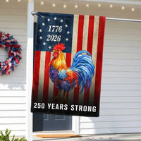 Patriotic Rooster Garden Flag 250 Years Strong | 1776-2026 American Flag Design | Double-Sided Polyester | USA Semiquincentennial Gift