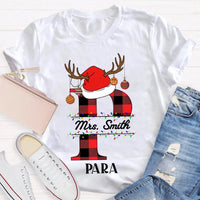 P Is for Para Holiday Shirt, Personalized Para Santa Hat Christmas T-Shirt, Paraprofessional Christmas Tee, Adorable Para Xmas Graphic Shirt