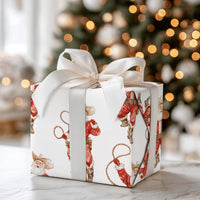 Rustic Christmas Gift Wrap, Western Cowboy Santa Wrapping Paper, Watercolor Rodeo Santa Holiday Paper, Cowboy Present Wrap