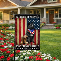 Schipperke Dog Garden Flag | 250 Years of Loyalty Patriotic Design | US Veteran Memorial Flag | Double-Sided Outdoor Decor
