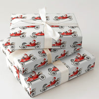 Number 6 and 44 Auto Racing Gift Wrap, Vintage Race Car Santa Wrapping Paper, Watercolor Motorsport Holiday Paper, Christmas Wrapping Paper