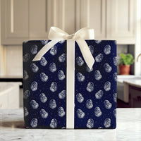 Navy Blue St Nick Holiday Gift Wrap, Vintage Santa Claus Christmas Wrapping Paper, Retro Santa Wrapping Paper Roll, Xmas Present Wrap