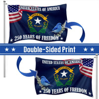 Nevada State Flag 250 Years of Freedom | Double-Sided Grommet House Flag | UV-Resistant Polyester | Patriotic Home Decor