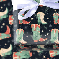 Cowboy Boots Holiday Gift Wrap, Western Christmas Wrapping Paper, Rustic Country Wrapping Paper, Cowboy Gift Wrap, Cowgirl Holiday Gift Wrap