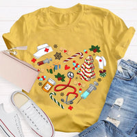 Nurse Hat Tree Holiday Shirt, School Nurse Christmas T-Shirt, Festive School Nurse Graphic Tee, Merry Christmas Nurse T-Shirt Present for Women
