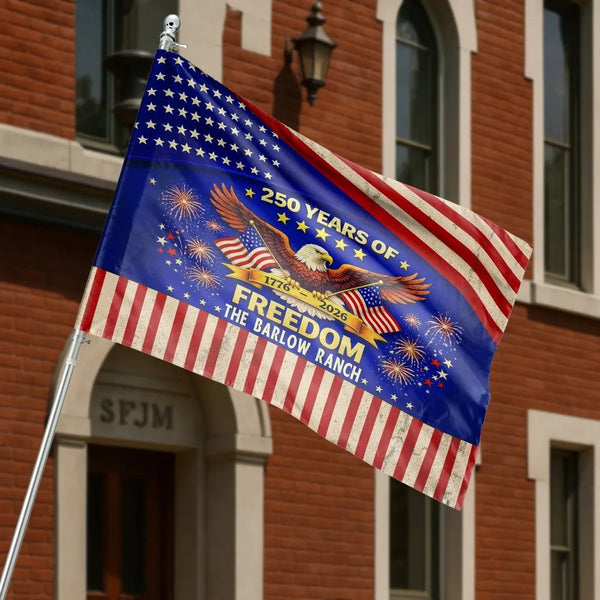 250 Years of Freedom House Flag | Patriotic Eagle 1776-2026 Commemorative Design | Double-Sided Weather-Resistant Polyester | Gift for American History Enthusiasts