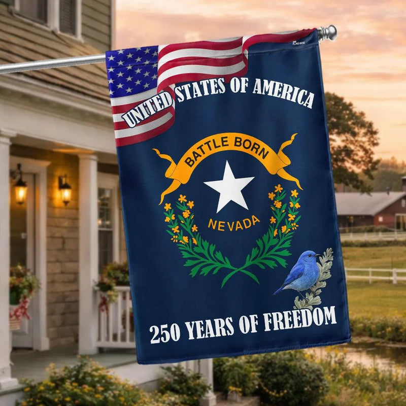 Nevada State Flag Garden Flag | 250 Years of Freedom Commemorative | Double-Sided Polyester | Patriotic Outdoor Decor for Nevada Residents