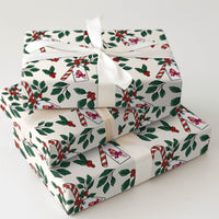 Holly Berry Holiday Gift Wrap, Candy Cane Christmas Wrapping Paper, Cardinal Gift Wrapping Paper, Festive Winter Holiday Gift Wrap Roll