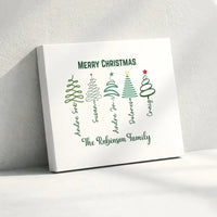 Custom Name Christmas Tree Print, Personalized Family Christmas Canvas, Family Christmas Wall Art, Holiday Tree Canvas, Family Holiday Present