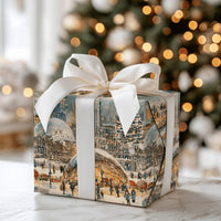 Snowy Millennium Park the Bean Gift Wrap, Chicago Christmas Wrapping Paper, Watercolor City Skyline Gift Wrap, Winter Holiday Present Paper