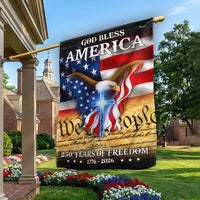 God Bless America Garden Flag | 250 Years of Freedom Eagle & Cross Design | Double-Sided Polyester | Patriotic Outdoor Decor