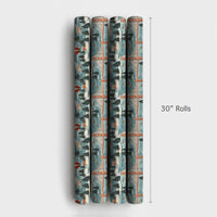 Golden Gate Bridge Gift Wrap, San Francisco Santa Wrapping Paper, Teal Blue City Christmas Wrapping Paper, Festive Winter Holiday Gift Wrap