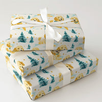 Dog Holiday Gift Wrap Paper, Golden Doodle Christmas Wrapping Paper, Adorable Puppy Wrapping Paper, Snowy Pine Tree Pet Gift Wrap Roll