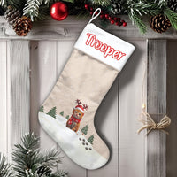 Adorable Kitten Holiday Stocking, Reindeer Hat Cat Christmas Stocking, Custom Velboa Pet Stocking, Fireplace Mantle Decor, Cat Lover Xmas Present