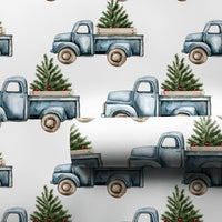 Farmhouse Christmas Truck Gift Wrap, Vintage Blue Truck Wrapping Paper, Rustic Tree Truck Wrapping Paper, Country Holiday Present Wrap