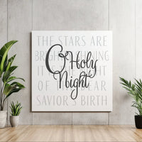 Christmas Hymn Lyrics Wall Art, O Holy Night Calligraphy Canvas, Square Holiday Canvas Print, Religious Printable Xmas Present