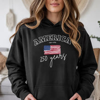 America 250 Years Hoodie | Est 1776 American Flag Patriotic Design | Soft Cotton-Polyester Blend | 4th of July Gift for History Lovers