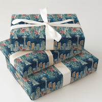 Space Needle Holiday Gift Wrap Roll, Seattle Skyline Christmas Wrapping Paper, Pacific Northwest Winter Wrapping Paper, City Gift Wrap Paper
