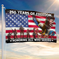 250 Years of Freedom American Flag | Bald Eagle Military Veterans House Flag | UV-Resistant Polyester | Patriotic Home Decor Gift