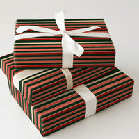 Horizontal Striped Gift Wrap, Rustic Stripe Wrapping Paper, Vintage Christmas Stripe Wrapping Paper, Festive Holiday Present Gift Wrap