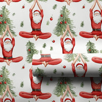 Meditating Santa Tree Wrapping Paper, Seated Yoga Santa Wrapping Paper, Zen Holiday Christmas Wrapping Paper, Festive Yogi Gift Wrap Roll