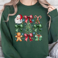 Vintage Santa Bow Sweatshirt, Coquette Christmas Sweatshirt, Adorable Holiday Sweatshirt, Retro Christmas Sweater, Aesthetic Holiday Present