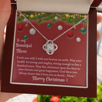 Mother Love Knot Necklace, Love Knot Necklace for Mom, Cubic Zirconia Love Knot Pendant, 14k White Gold Necklace, Meaningful Christmas Present